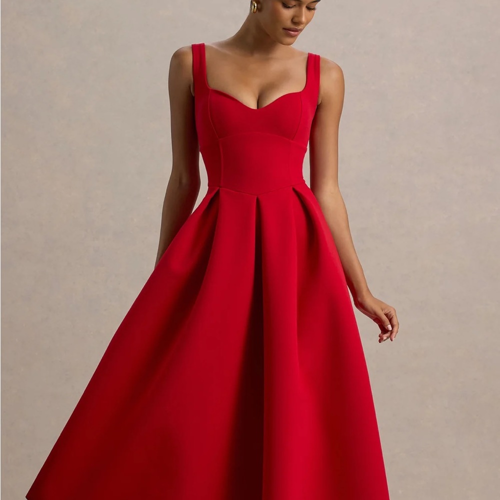 Red Fit-and-Flare Evening Dress